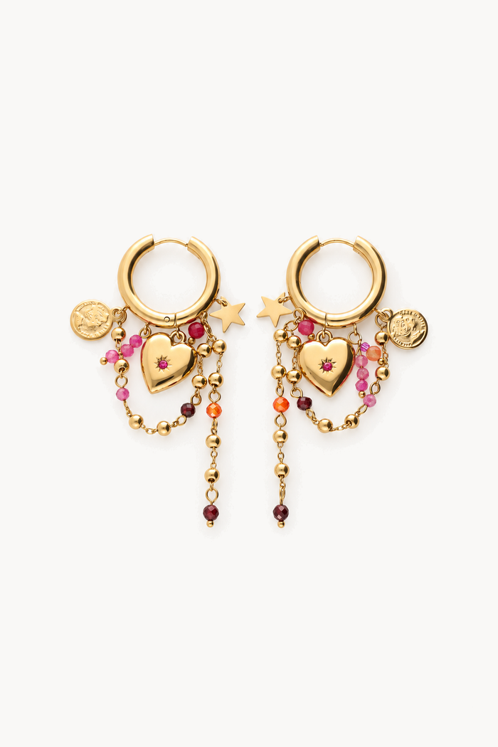 Boucles d'oreilles Starry avec cœur et perles