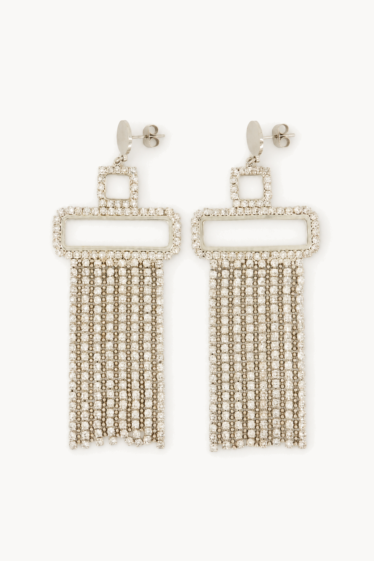 Boucles d'oreilles Strassy - My Jewellery, de face sur fond blanc cassé