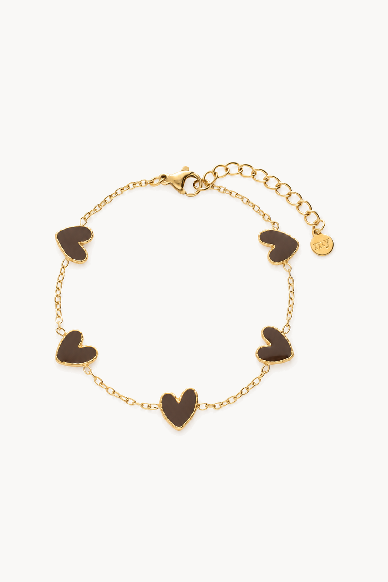 Bracelet with brown hearts