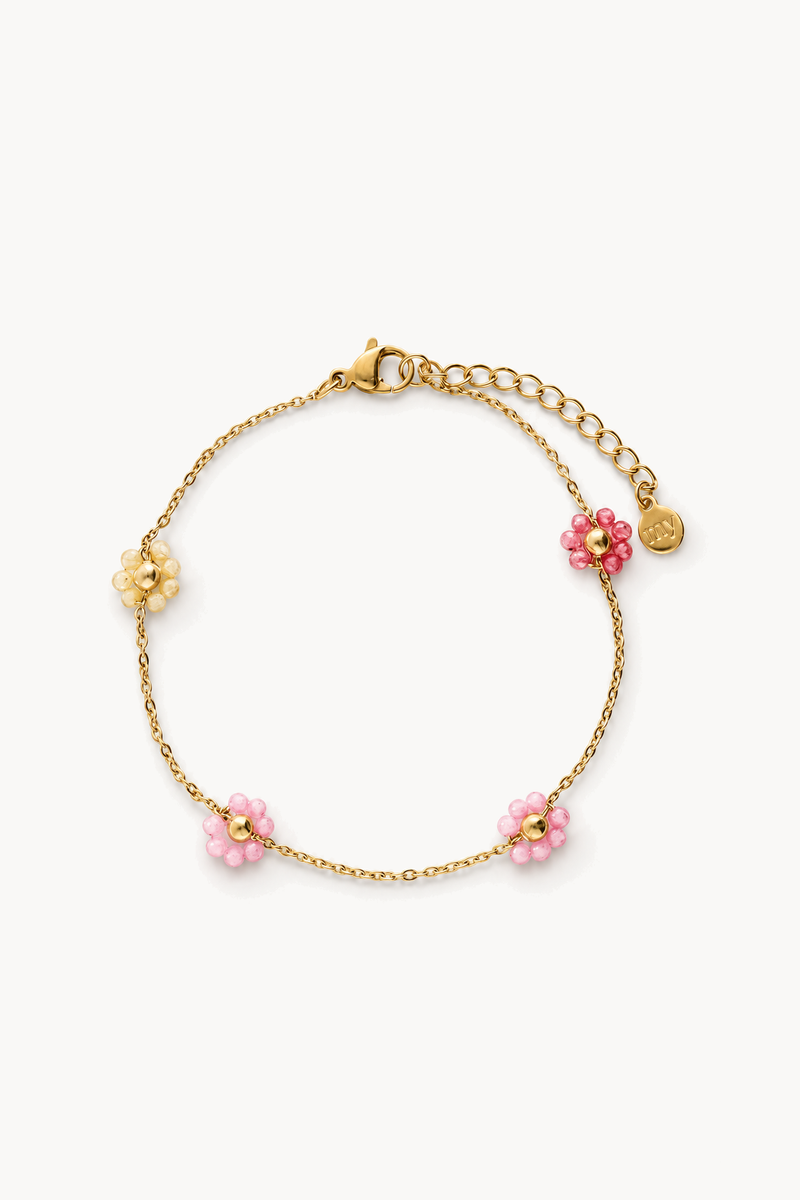 Minimalist bracelet with multicolored floral beads