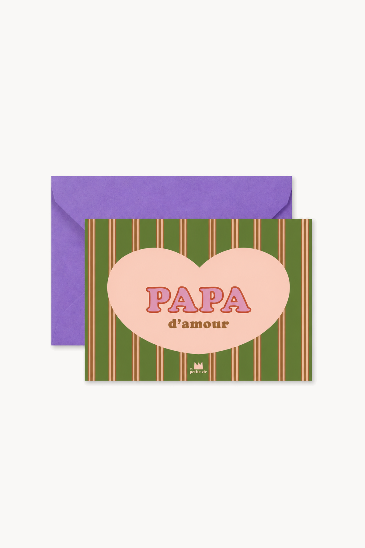 Carte + enveloppe : Papa d'amour, de face sur fond blanc cassé