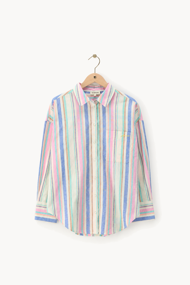 Veelkleurig gestreept oversized hemd