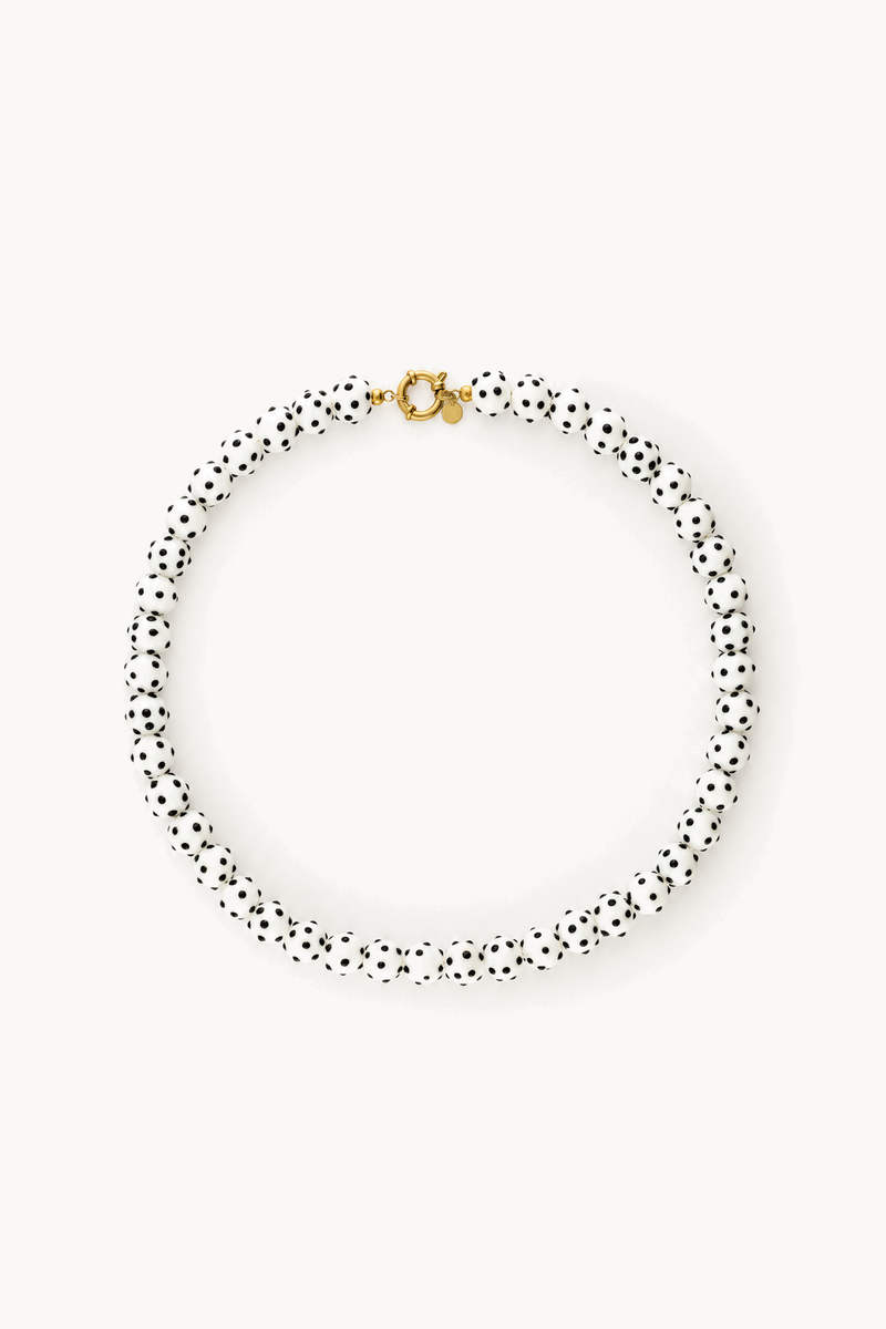 Ketting Tropical met witte gestippelde fantasieparels