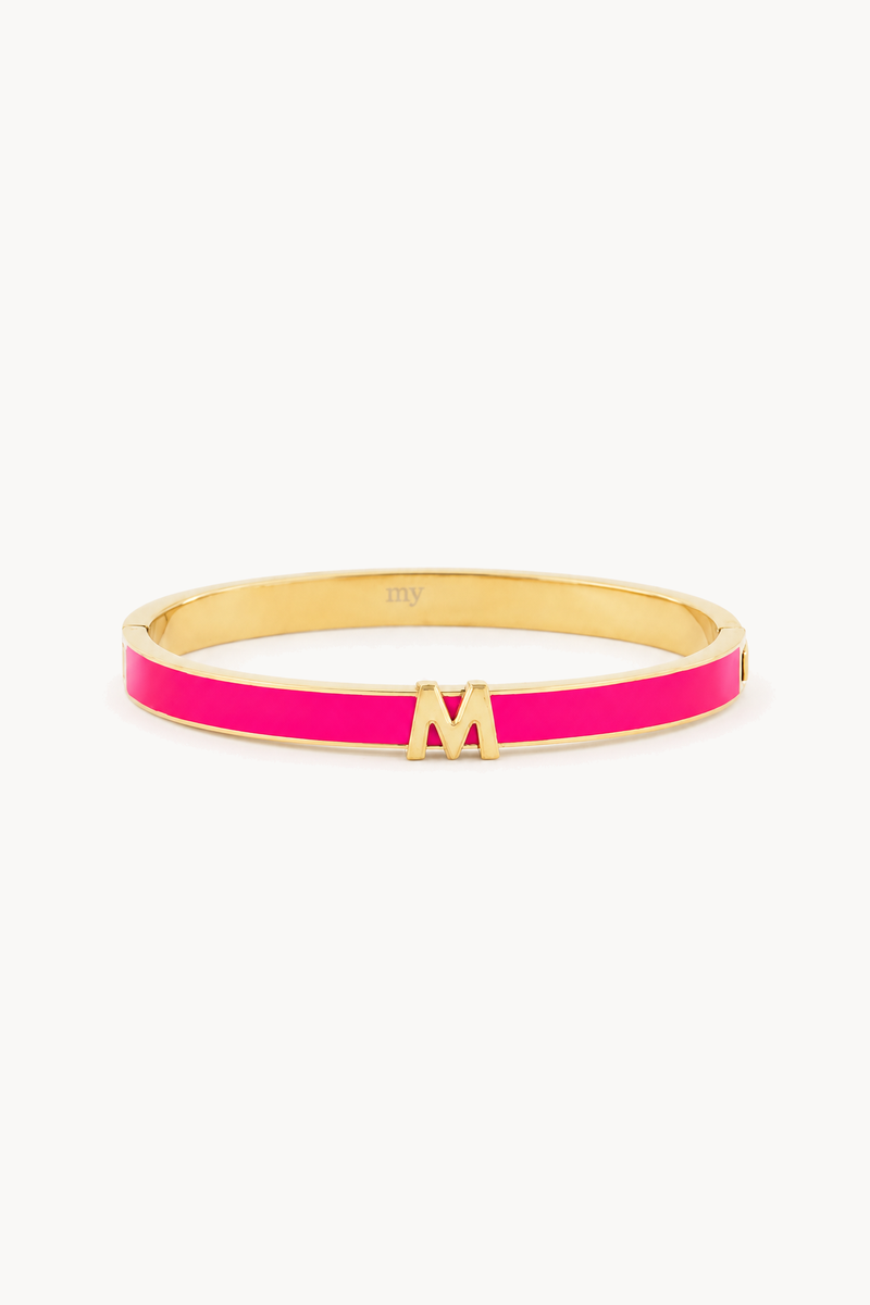 Bracelet jonc rose à initiale