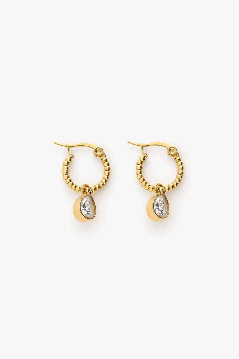 Hoop earrings with rhinestone drop