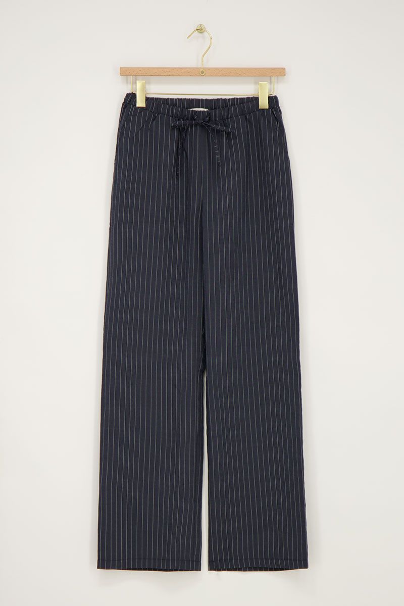Pantalon large à rayures bleu foncé