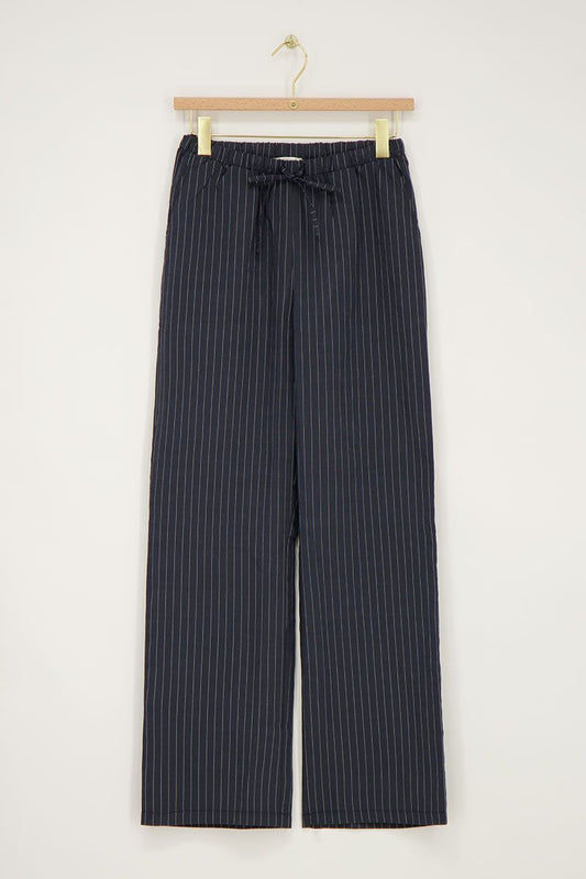Pantalon large à rayures bleu foncé