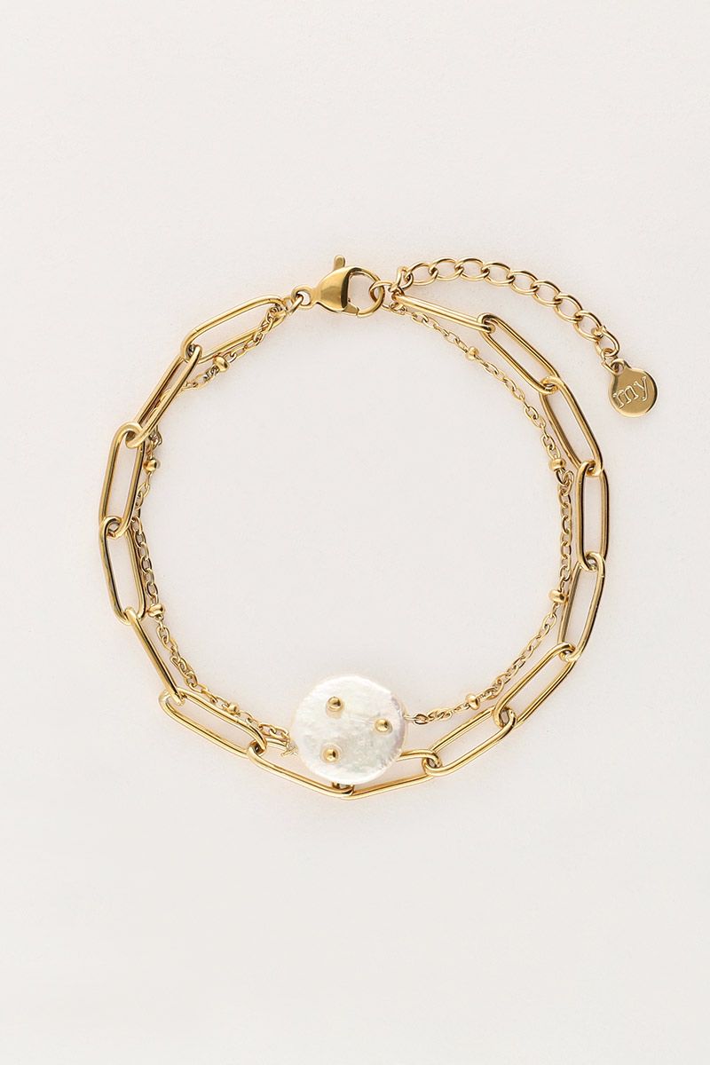 Bracelet double avec maillon et perle