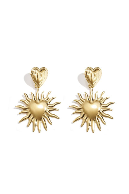 Boucles d'oreilles coeur soleil suspendu