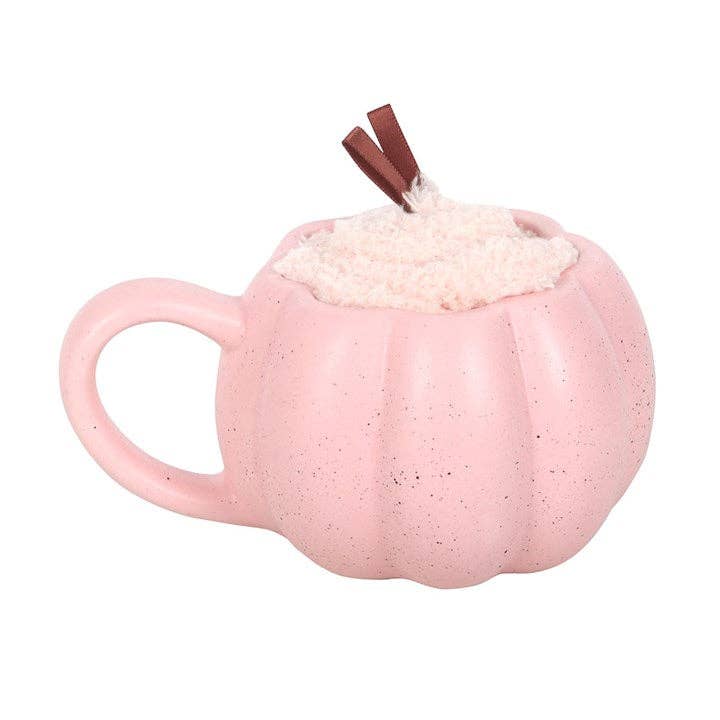 Pink Pumpkin Autumn Mug and Socks Set