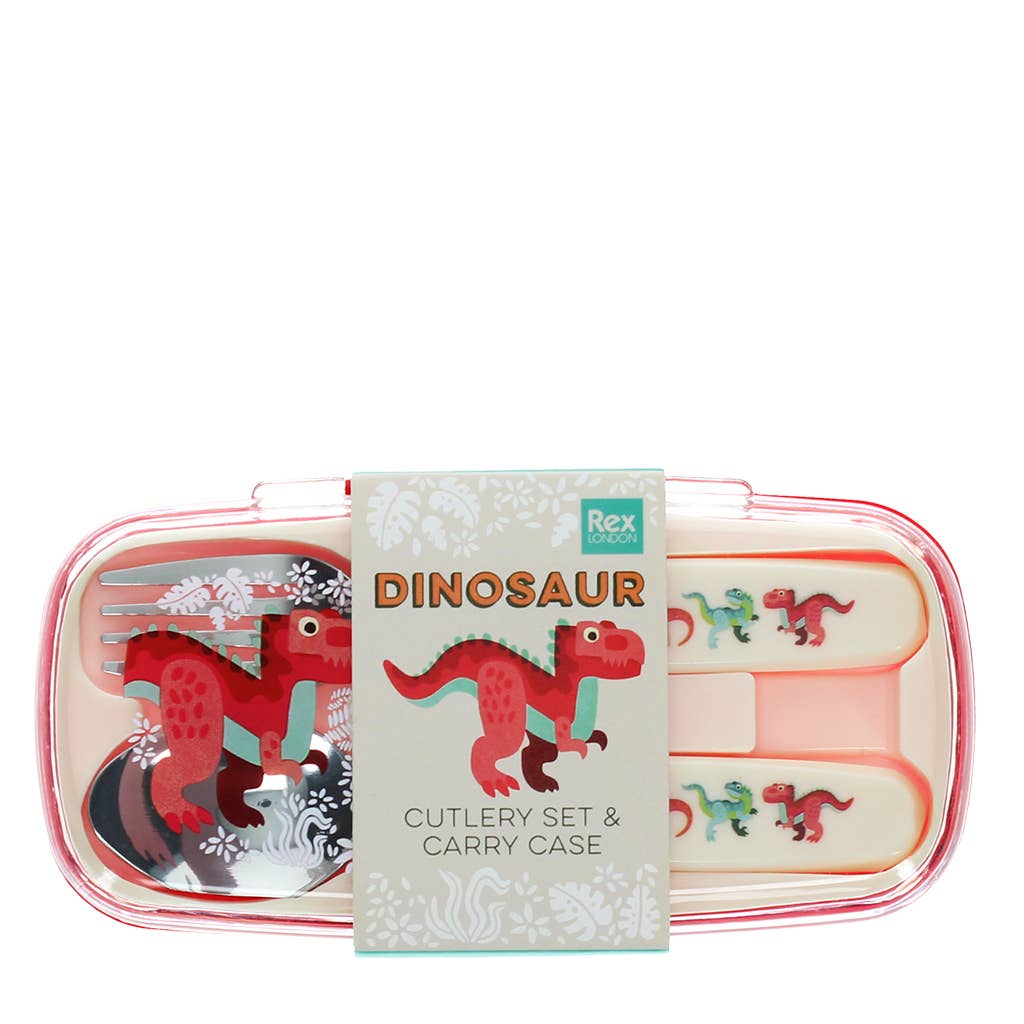 Couverts pour enfants avec étui, motif dinosaures colorés – Set de couverts pour enfants - Baby Dinos