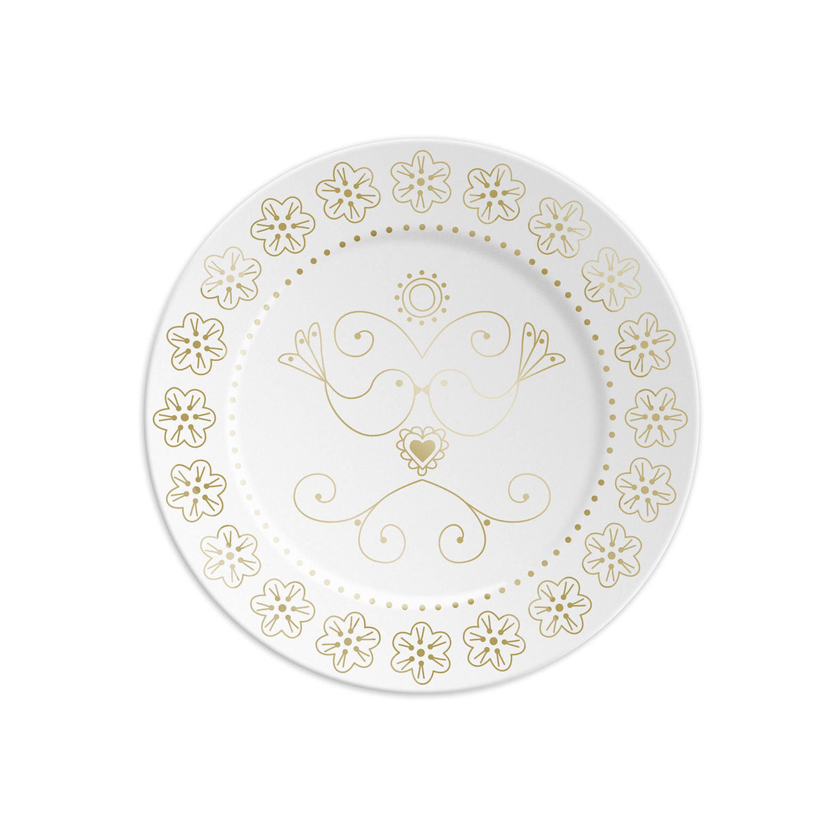 Assiette à dessert en porcelaine, motif oiseaux doré, 16 cm – BIRDS - Assiette en porcelaine avec motif doré, photo 2