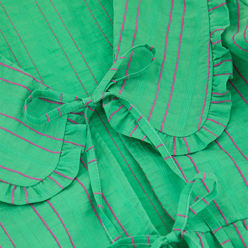 Green striped blouse with bow