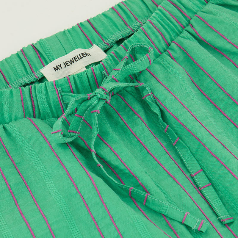Pantalon large à rayures vertes, lyocell, taille élastique – Pantalon large rayures vertes, photo 2