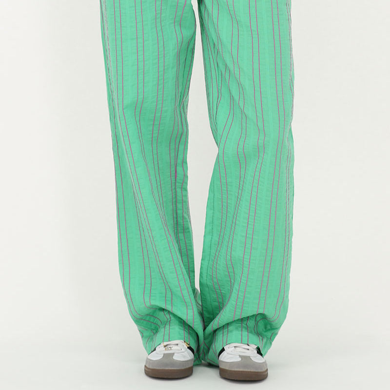 Pantalon large à rayures vertes, lyocell, taille élastique – Pantalon large rayures vertes, photo 3