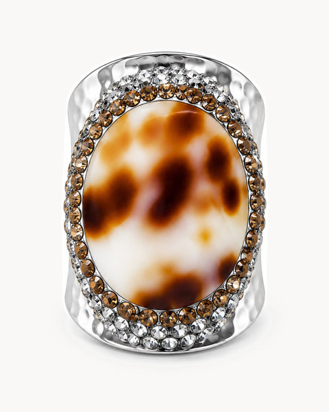 Bague argentée à pierre et strass