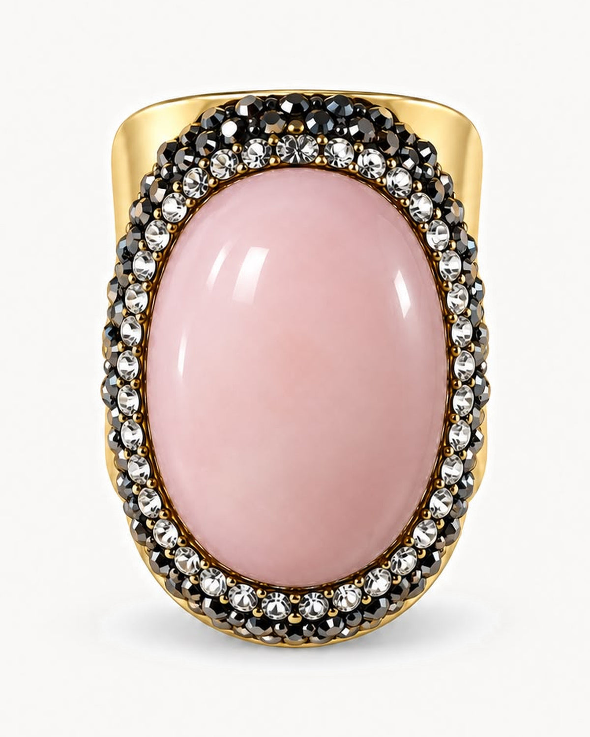Bague dorée à pierre et strass — rose