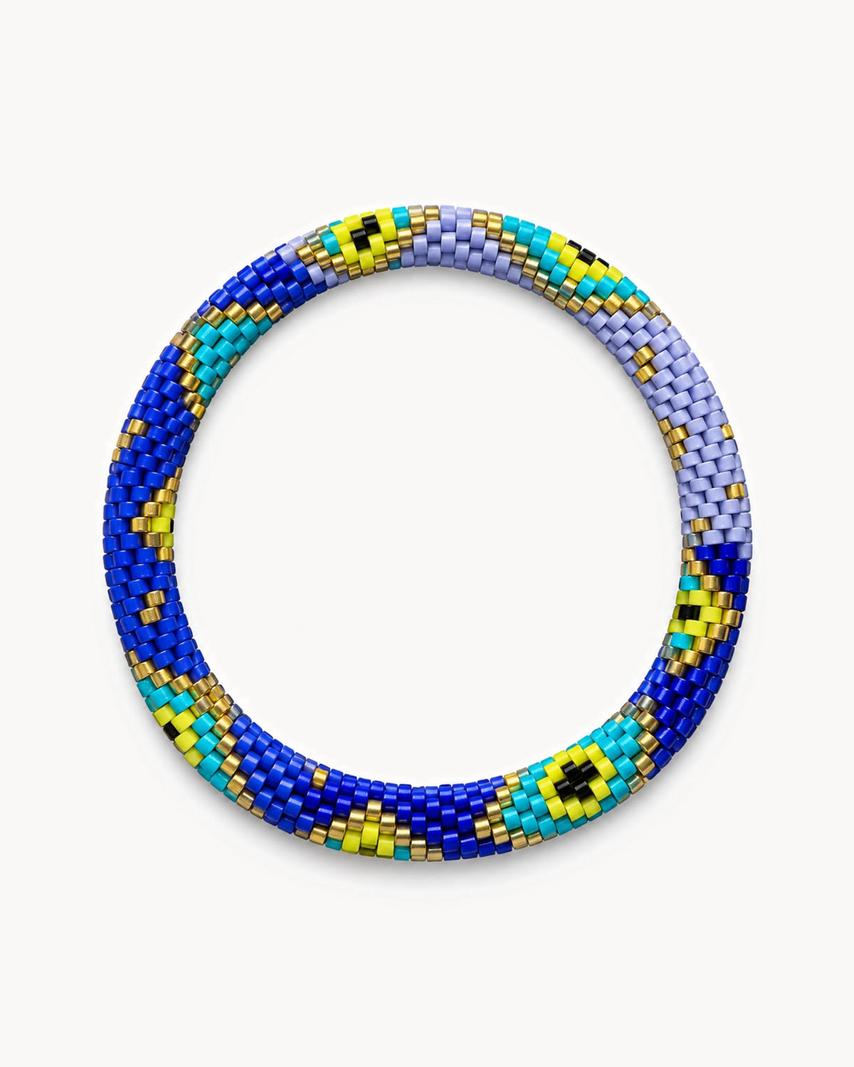 Bracelet népalais en perles, motif œil — bleu et lilas