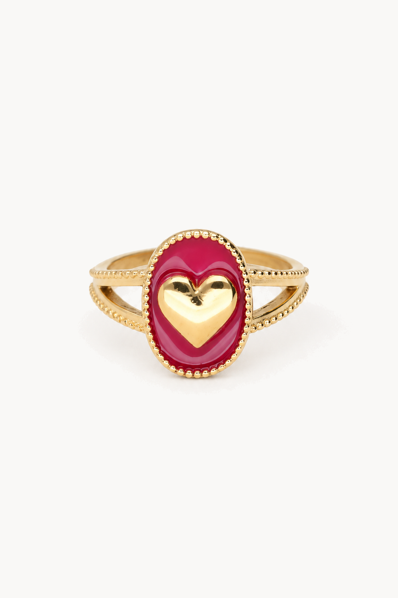 Maxi purple Art ring with heart