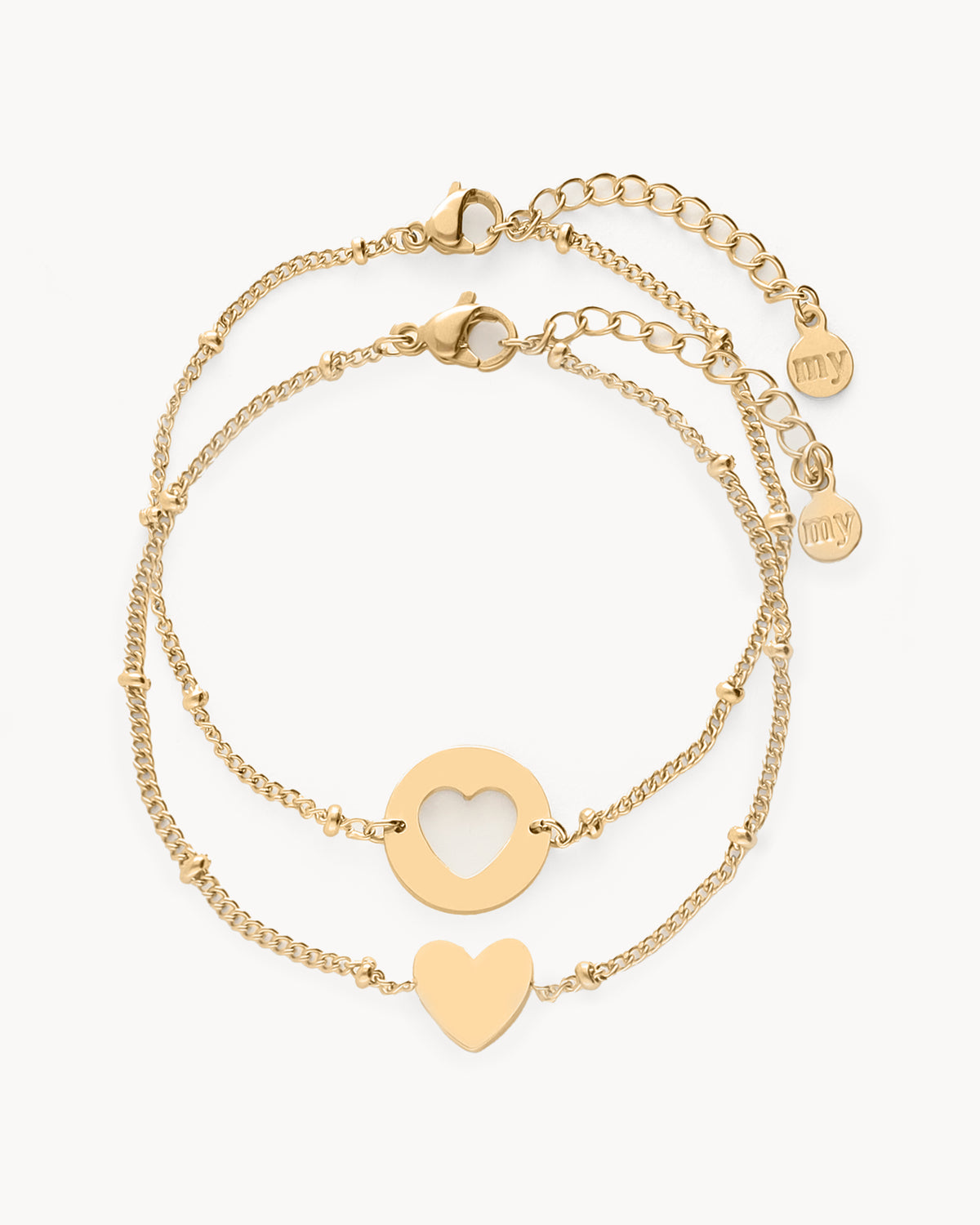 Bracelets duo mère-fille — dorés, de face