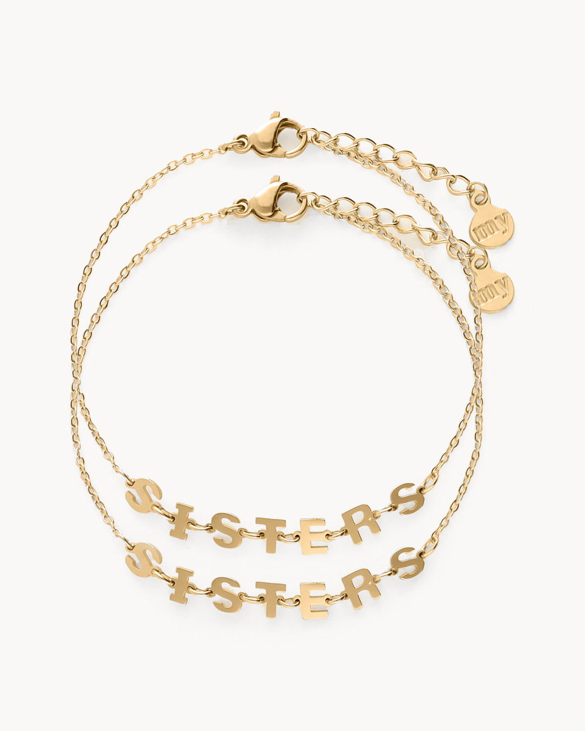 Bracelets Sisters — dorés, de face