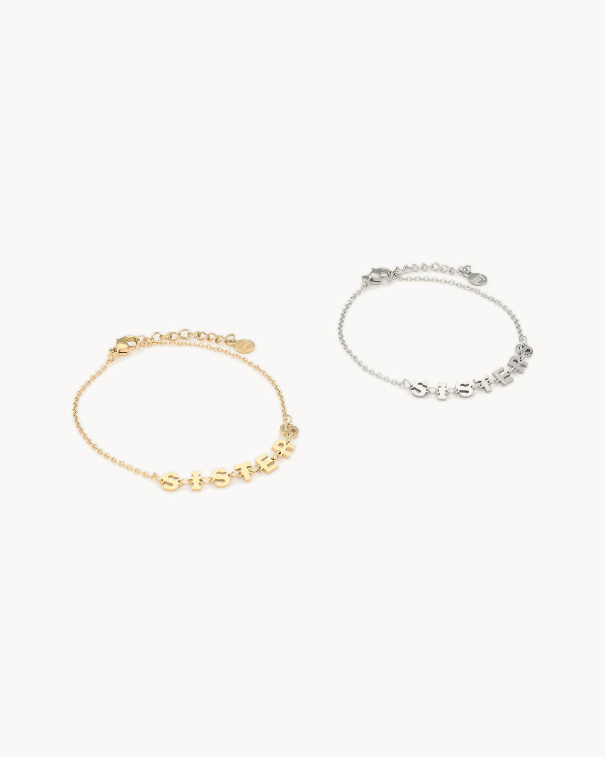 Bracelets Sisters — doré et argenté côte à côte