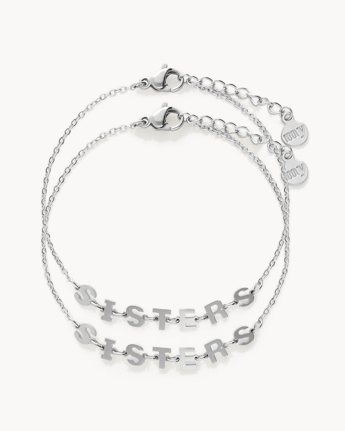 Bracelets Sisters — argentés, de face