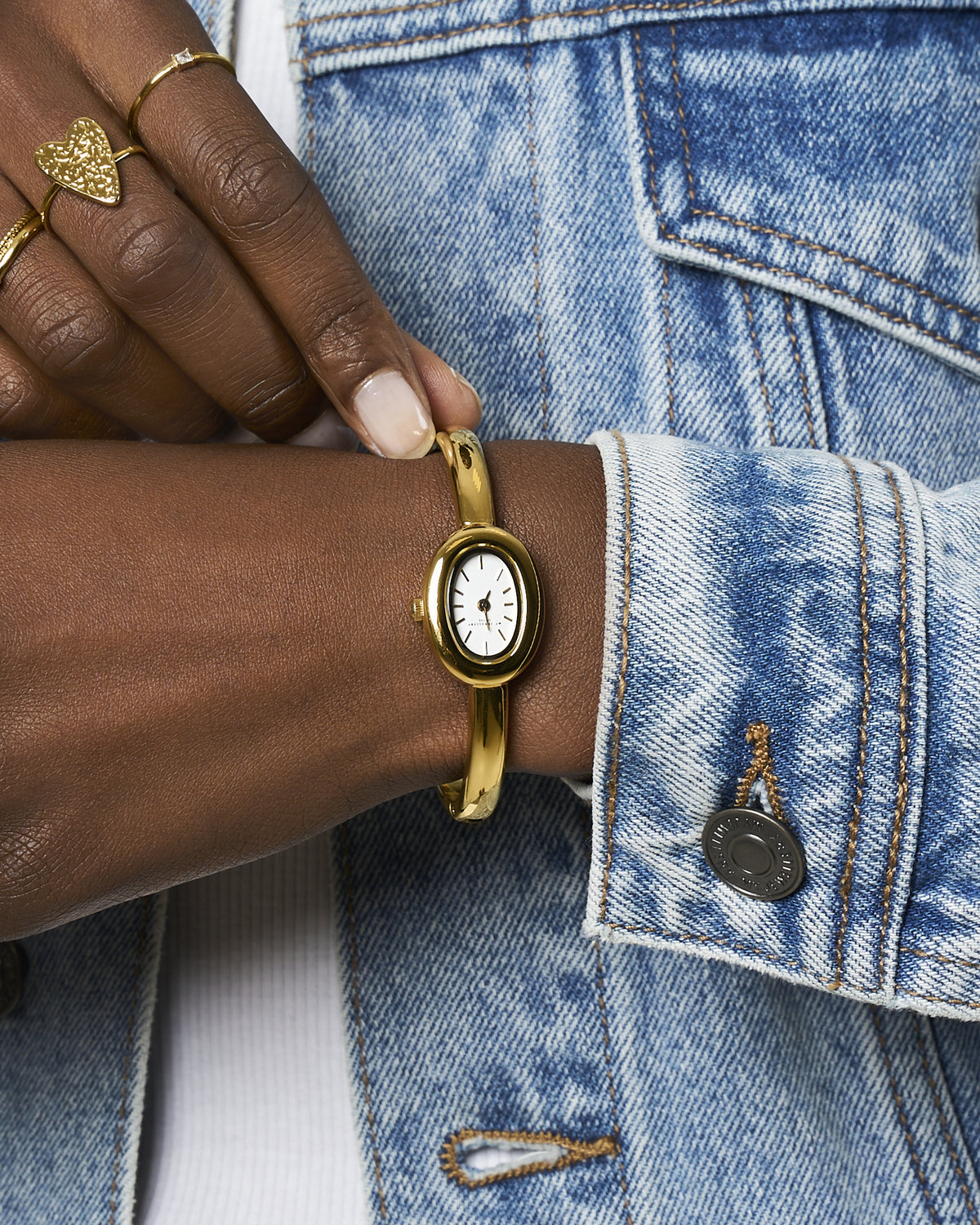 Montre bracelet rigide — portée au poignet