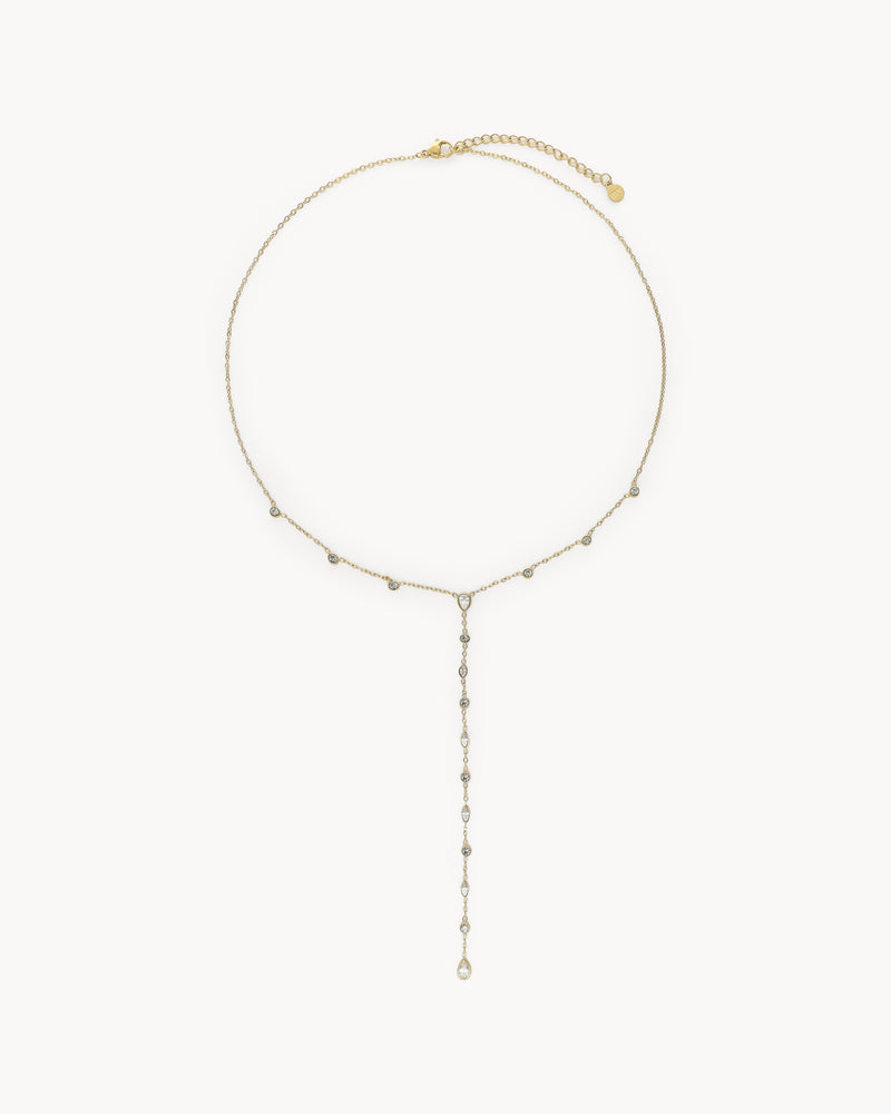 Fijne Y-ketting met strass