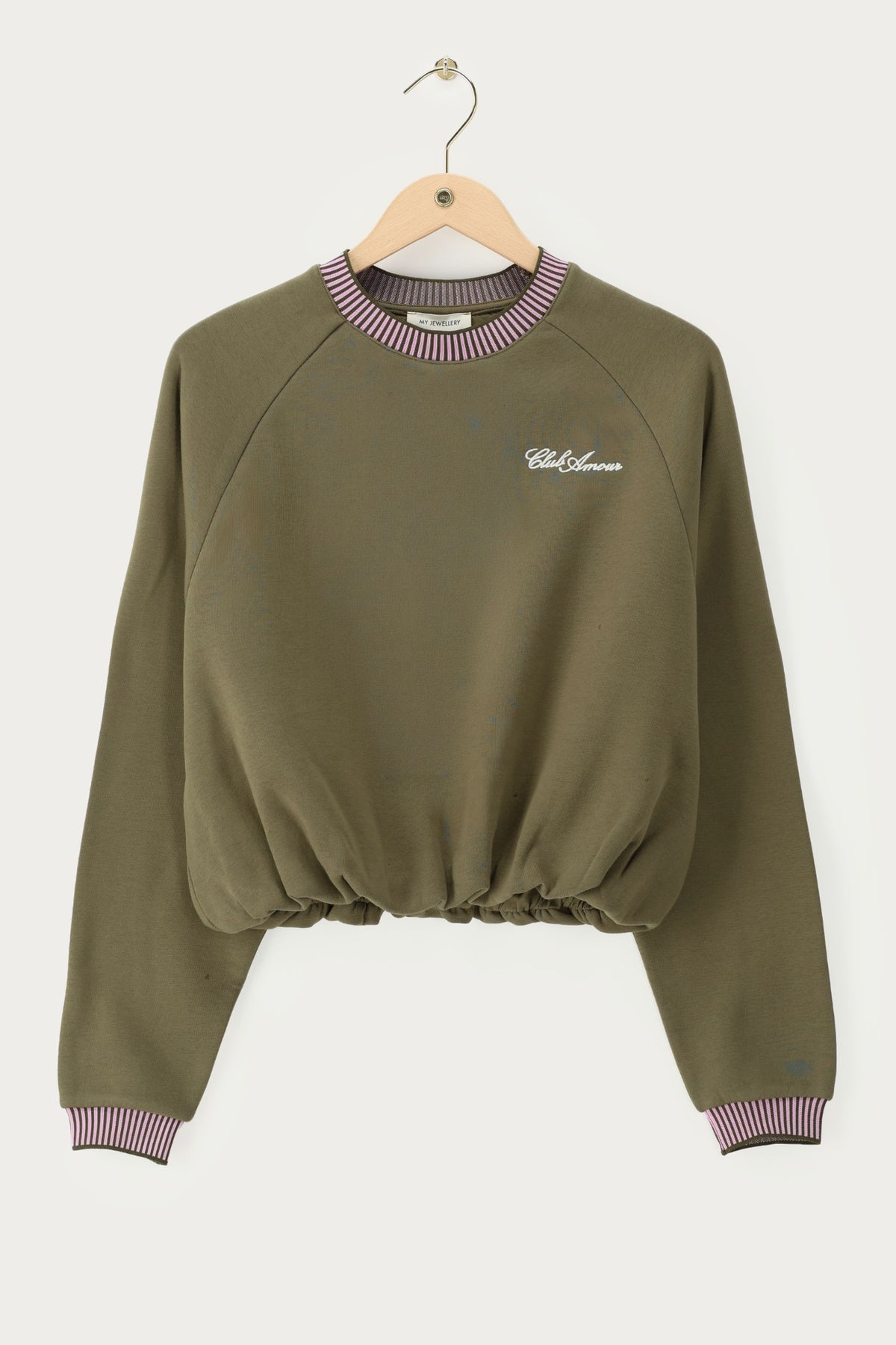 Sweat vert avec contraste rouge 'Club amour'