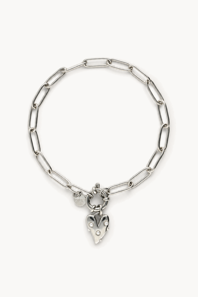 Bracelet chaîne pendentif cœur à perles fantaisie