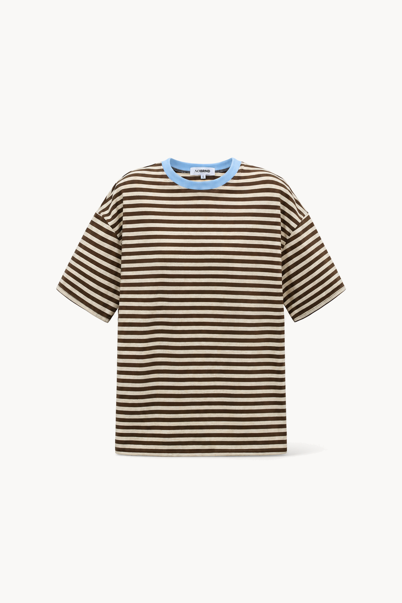 Het bruine gestreepte T-shirt
