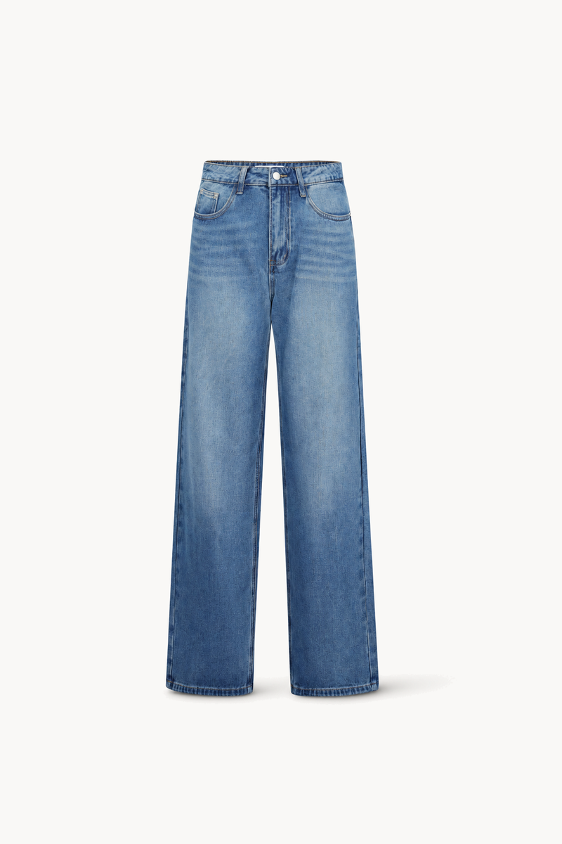 Denim broek met hartjes