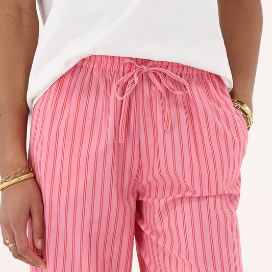 Pantalon rayé rose