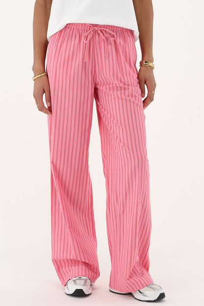 Pantalon rayé rose