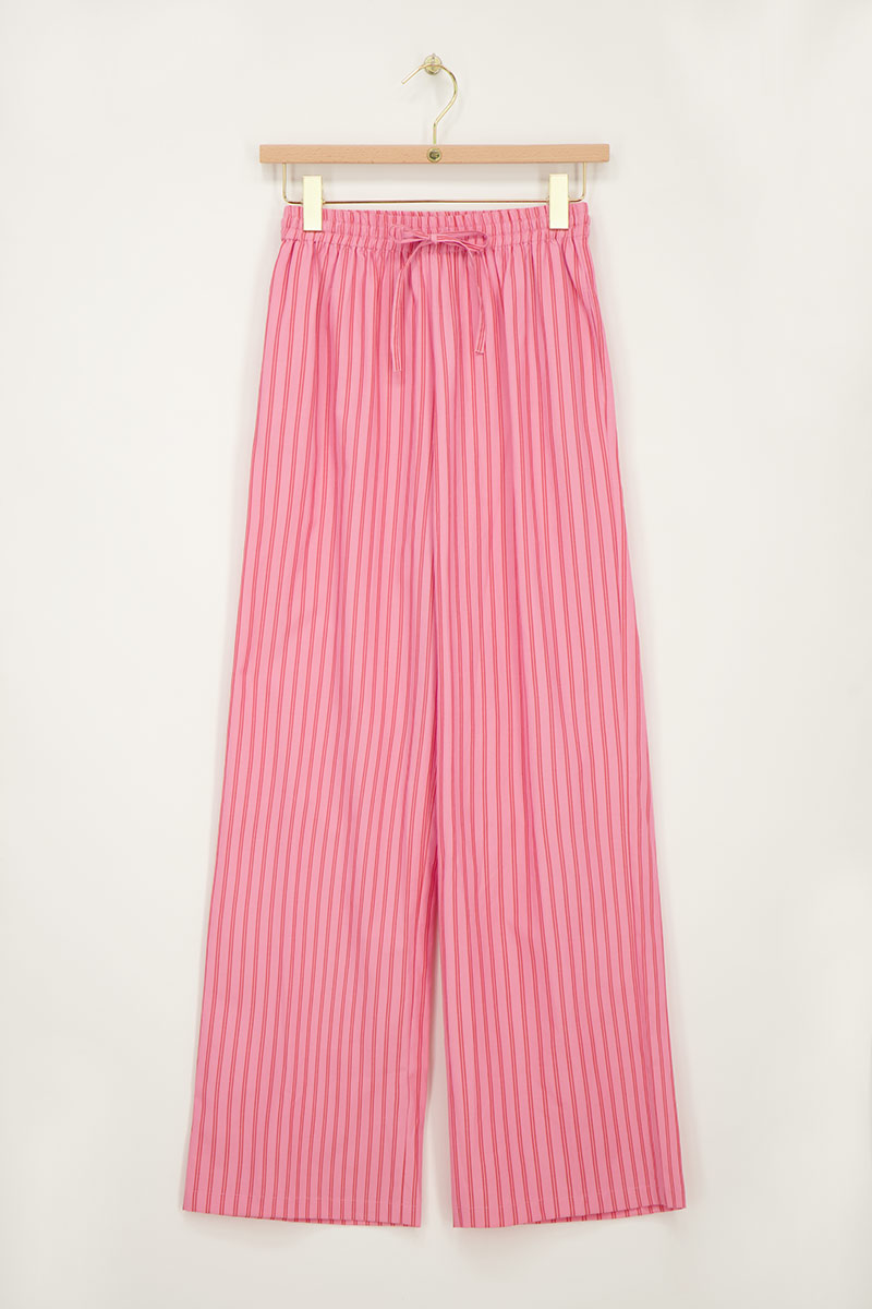 Pantalon rayé rose