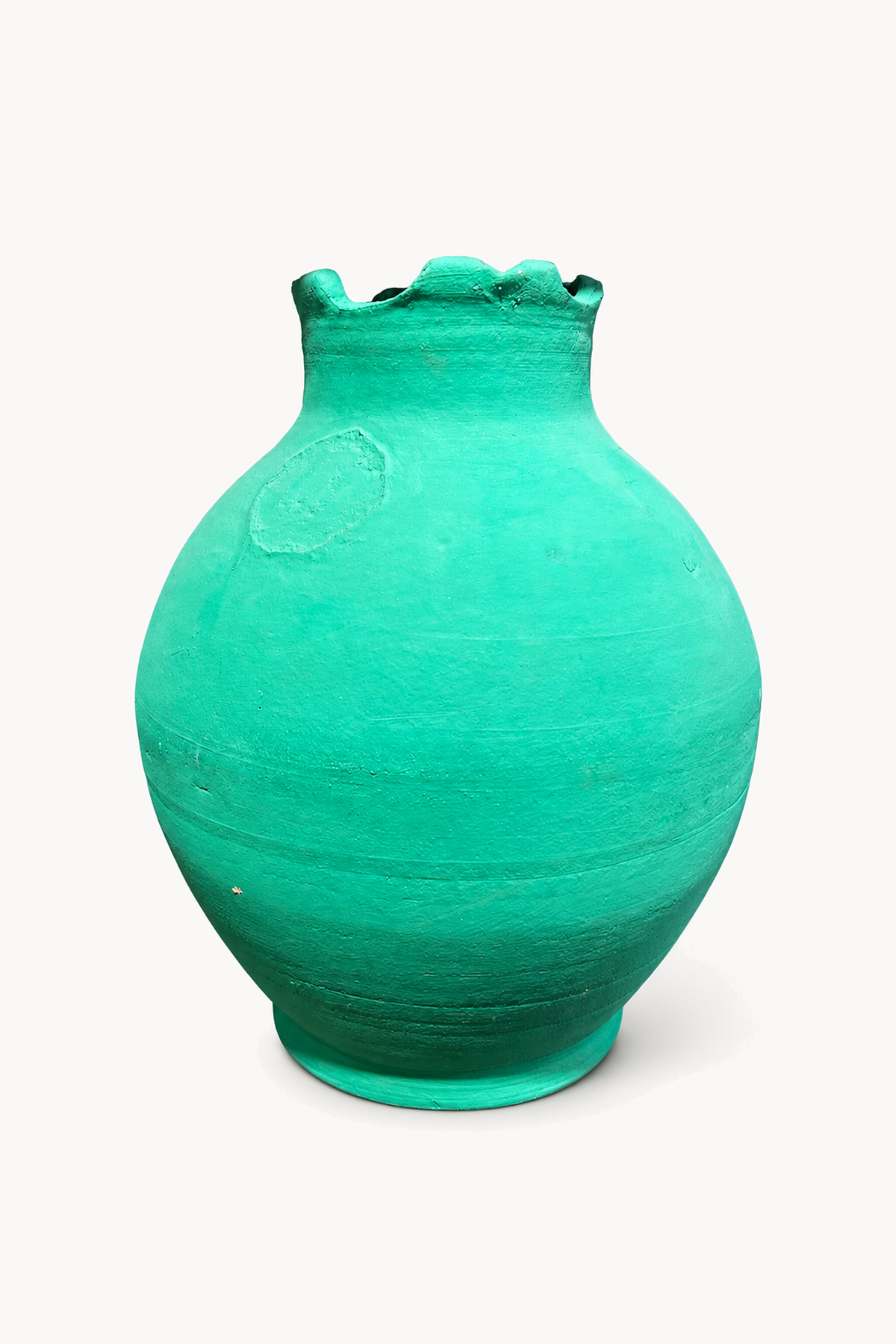 Pot céramique - LAMPADINA VERDE, de face sur fond blanc cassé