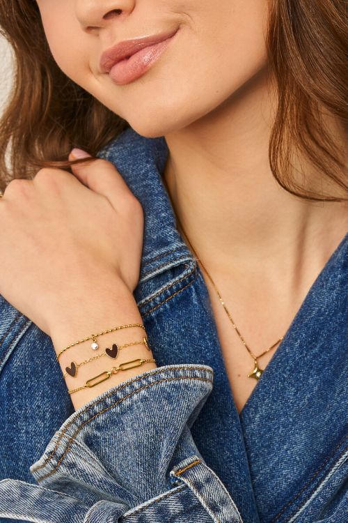 Bracelet avec cœurs marron