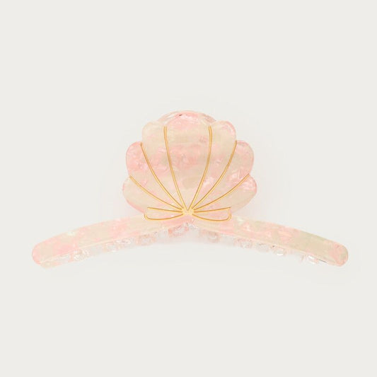 Pince à cheveux beige avec coquillage