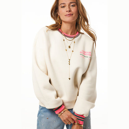 Sweat beige "L'amour au pouvoir"