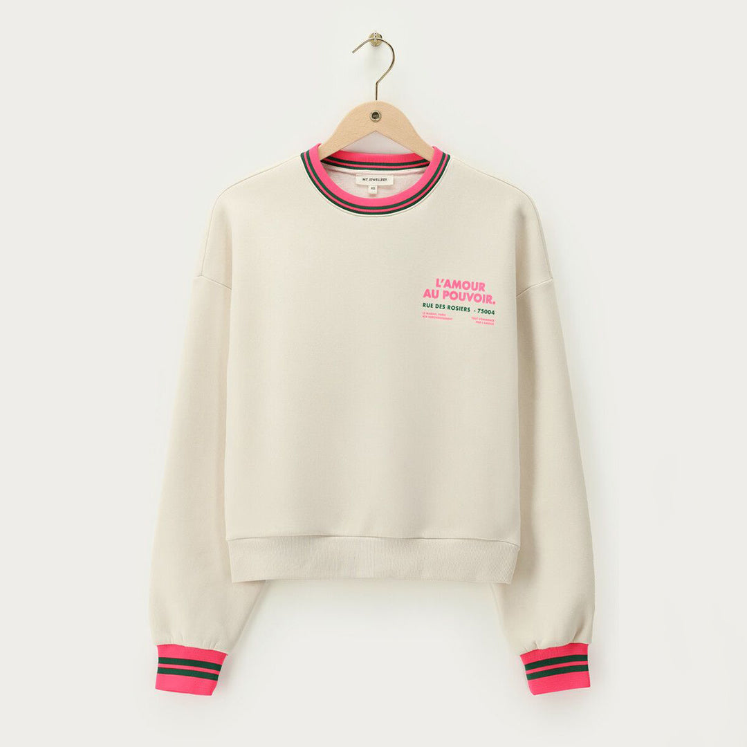 Sweat beige "L'amour au pouvoir"
