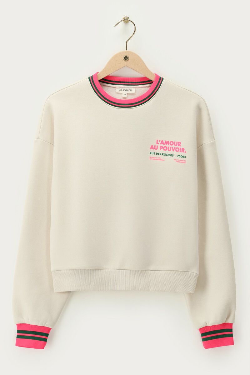 Sweat beige "L'amour au pouvoir"