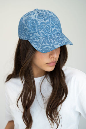 Casquette en denim bleu avec des roses - My Jewellery