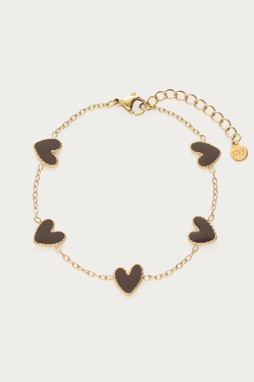 Bracelet with brown hearts