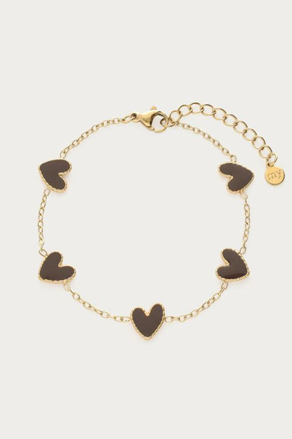 Bracelet with brown hearts