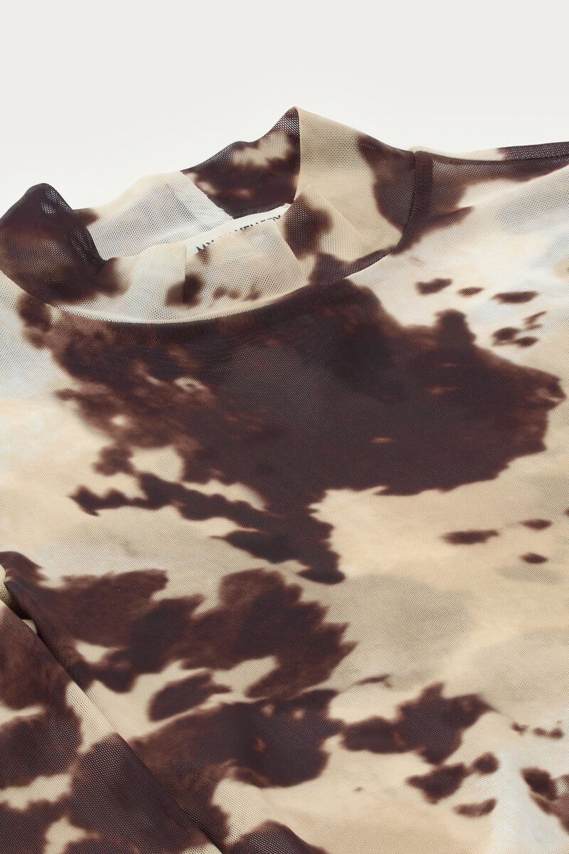 Haut en mesh marron avec imprimé vache