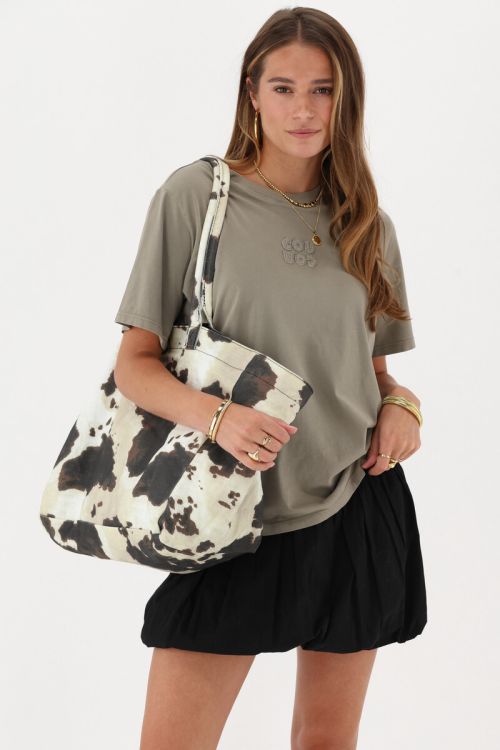 Sac cabas à imprimé vache