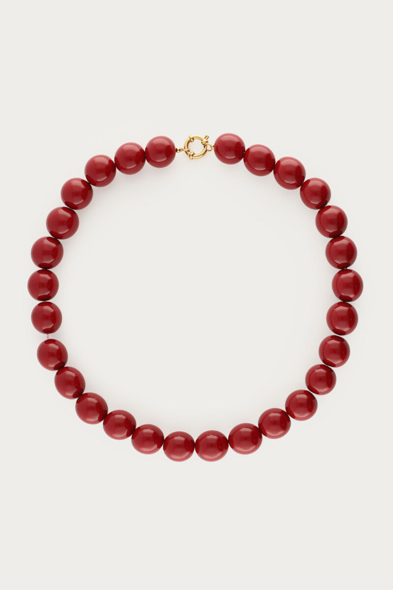 Collier bordeaux avec perles fantaisie massives
