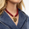 Collier de perles bordeaux rondes