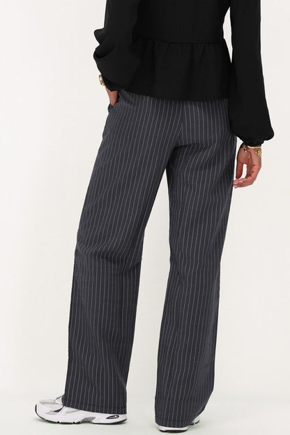 Pantalon large à rayures bleu foncé